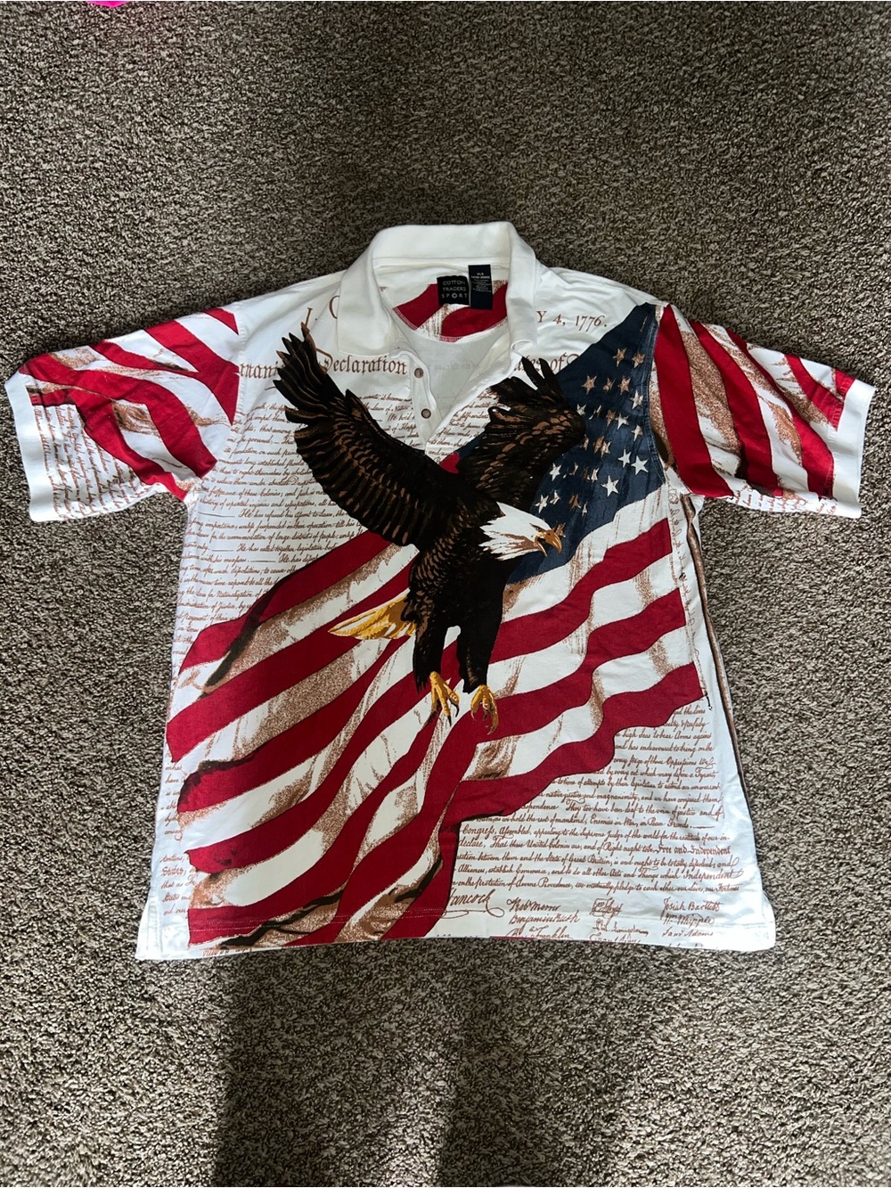 Patriotic Eagle Flag Polo Shirt - Red, White, Blue